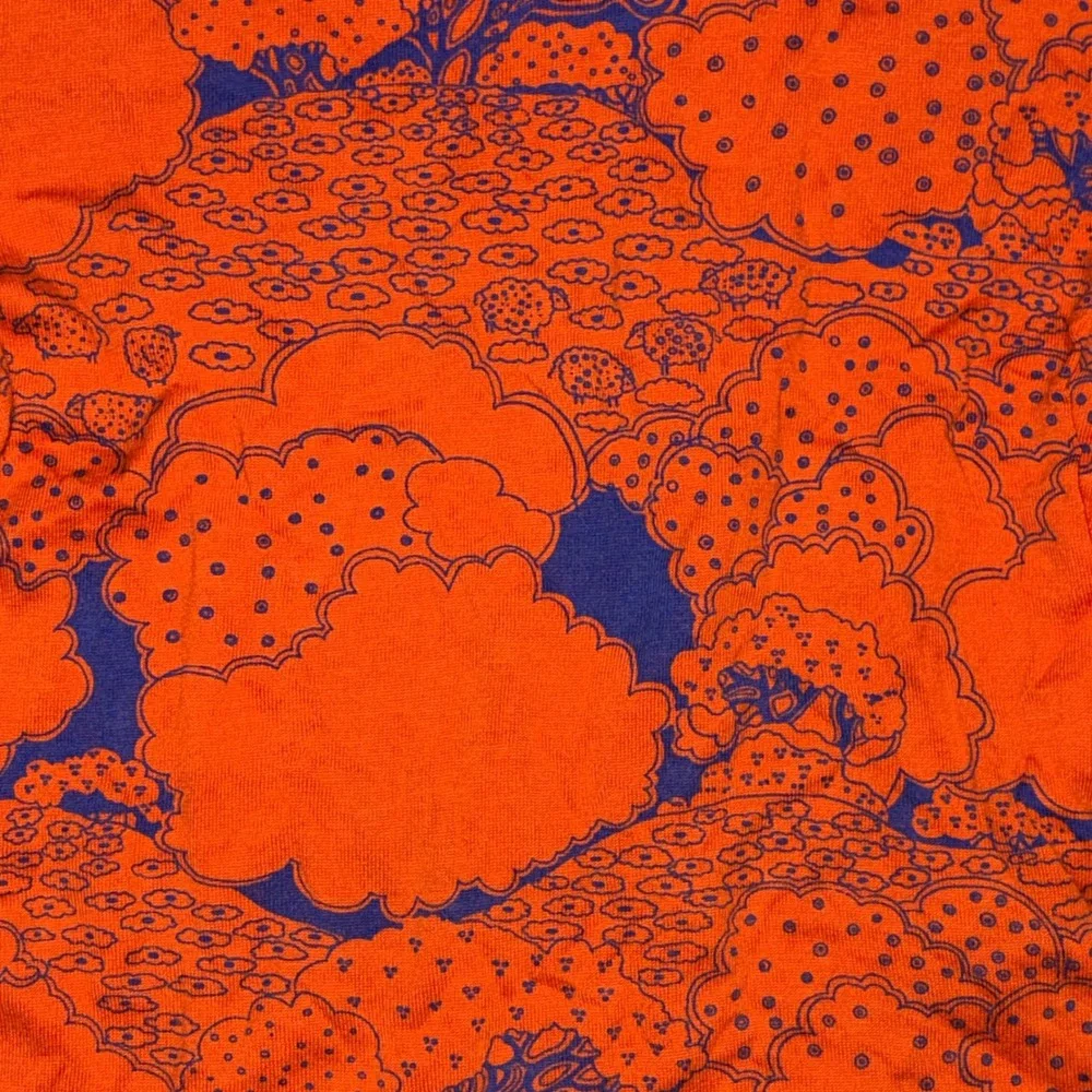 Vintage 70s DJ Made in France Kids Long Sleeve Orange Purple Print Top Size 10